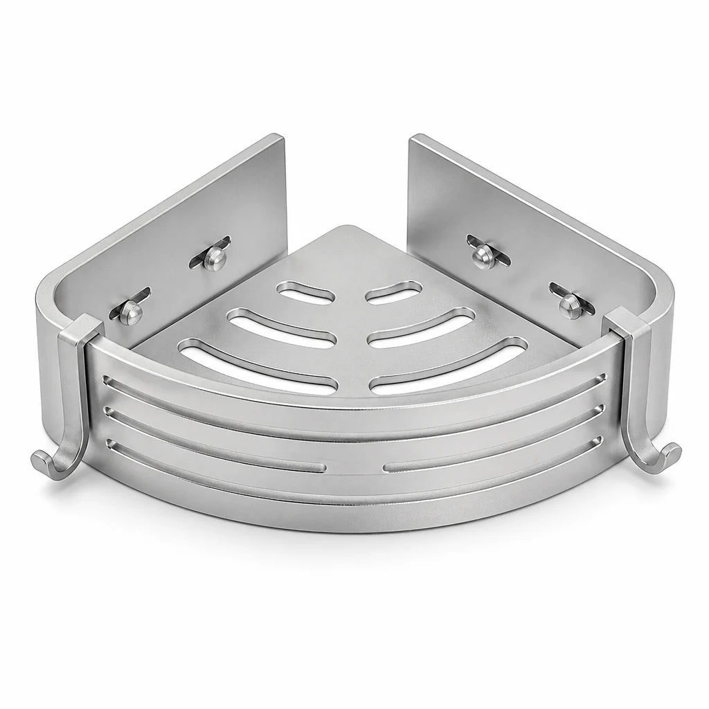 Rust-Resistant Aluminum Corner Shower Shelf without Drilling (90° Corner)