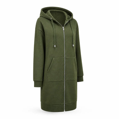 Cotton Blend Fleece Zip-Up Hoodie Tunic