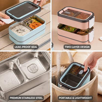 Stainless Steel Two-Layer Airtight Bento Lunch Box