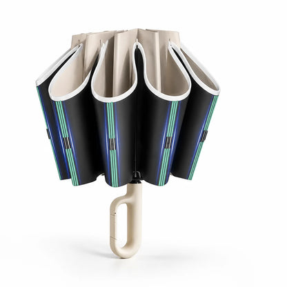 Automatic reversible windproof and reflective umbrella