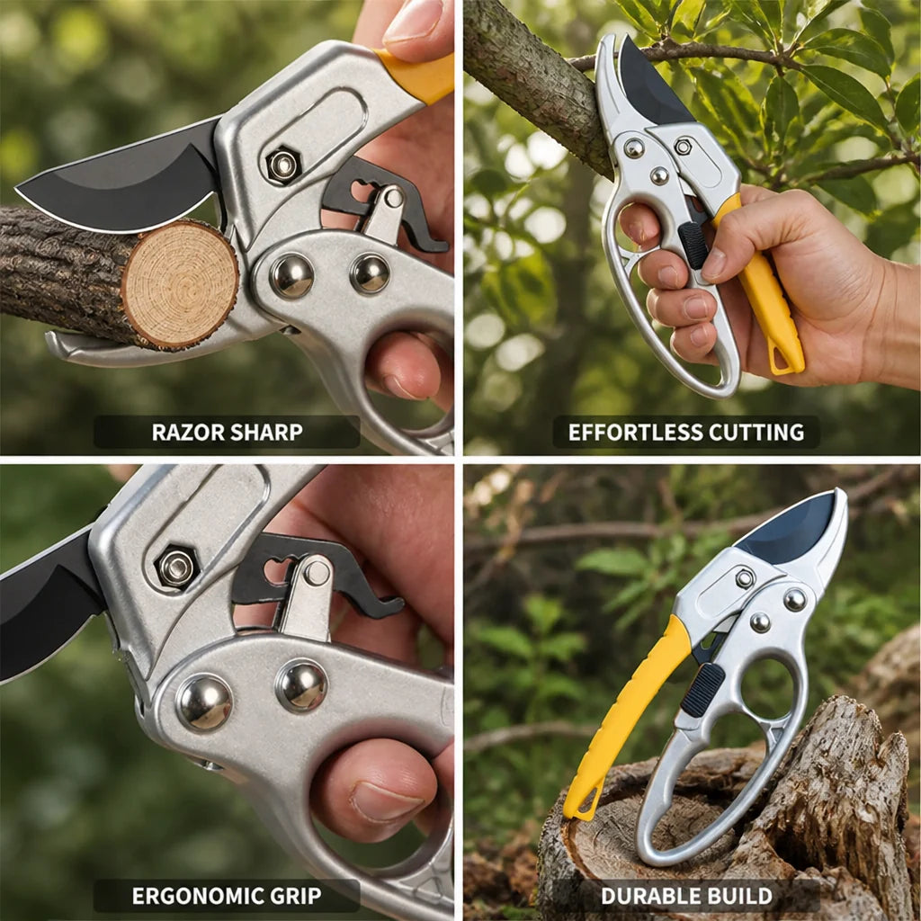 SK5 Steel Energy-Saving Ratchet Garden Pruner (Ergonomic Non-Slip Handle)