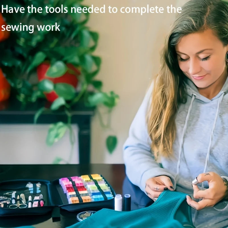 100-piece sewing kit in a case
