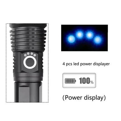Tactical LED Flashlight 90,000 Lumens IP65