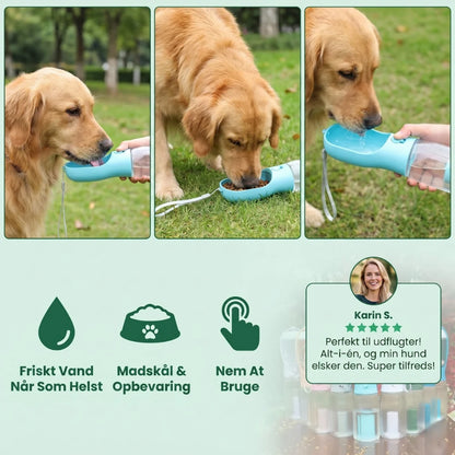 TrailBuddy™ – 3-in-1 Dog Water Bottle with Food Container