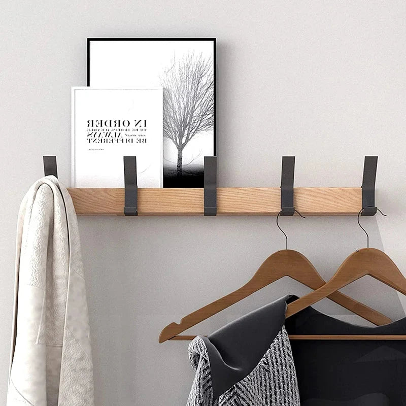 Wall-mounted coat rack with adjustable double hooks