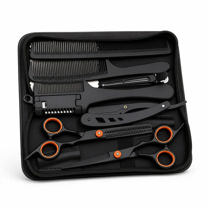 Stainless Steel Hair Scissors Set for Thinning and Cutting (Razor Comb & Case)