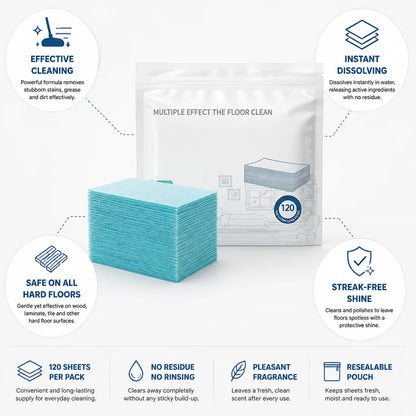 Water-Soluble Multi-Surface Floor Cleaning Wipes (120 Pieces)