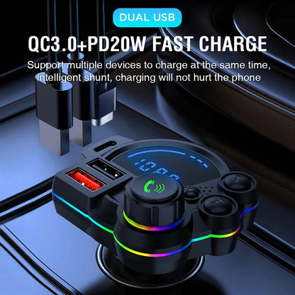Car FM transmitter with dual USB charging function