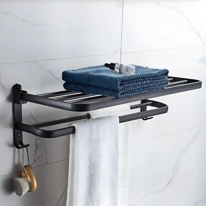 Towel Holder with Hook – 50 cm Black