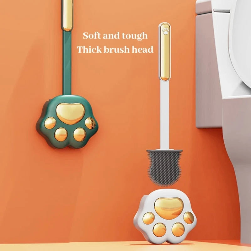 Toilet Brush with Paw Print & Silicone Bristles