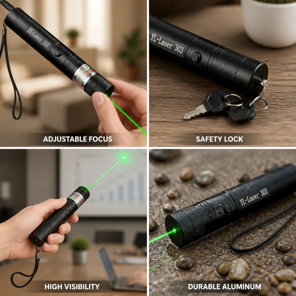 Adjustable Aluminum Laser Pointer with Safety Lock