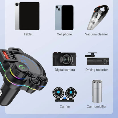 Car FM transmitter with dual USB charging function