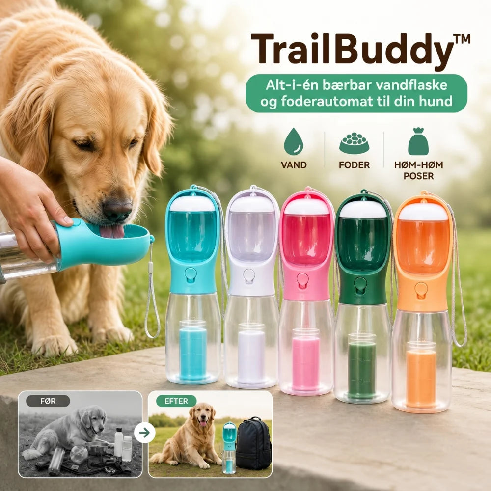 TrailBuddy™ – 3-in-1 Dog Water Bottle with Food Container