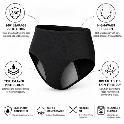 360° Leak-Proof, Three-Layer High-Waist Period Underwear