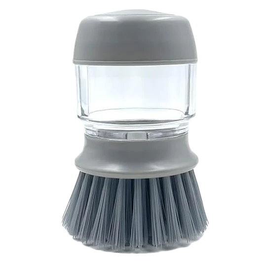 Dish brush with integrated soap dispenser