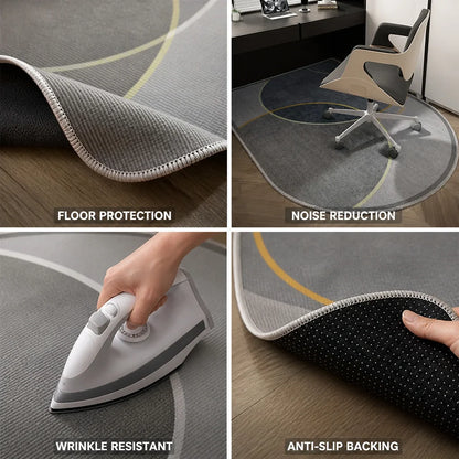 Wrinkle-free, noise-reducing printed floor protection mat for office chairs