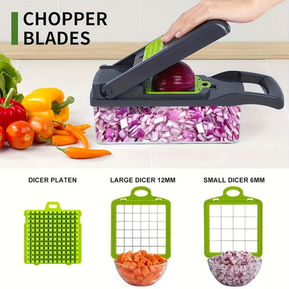 Multifunctional 16-in-1 Vegetable Cutter with Collection Container