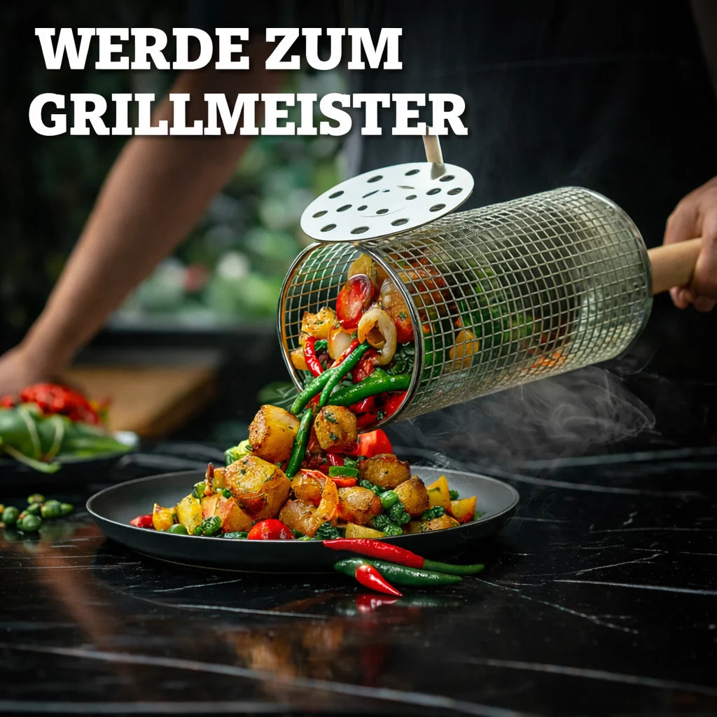 GrillEase™ Rolling Basket — Master the Grill and Enjoy Juicy, Perfectly Cooked Delicacies with Every Turn!