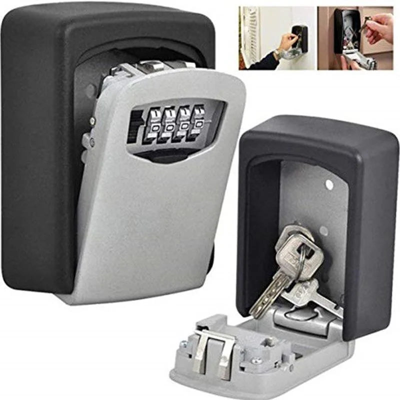 Wall-mounted key box with combination lock