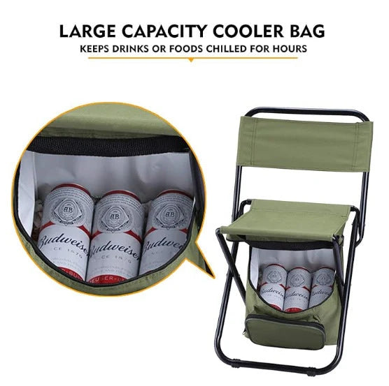 Folding chair with integrated cooler bag