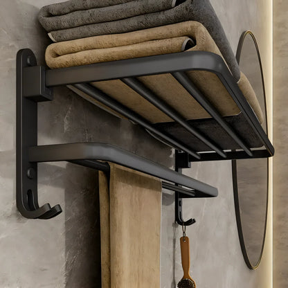 Towel Holder with Hook – 50 cm Black