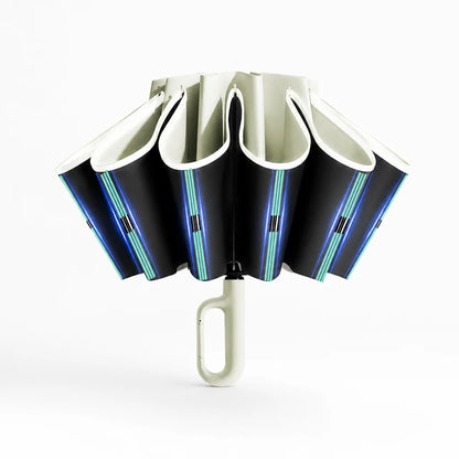 Automatic reversible windproof and reflective umbrella