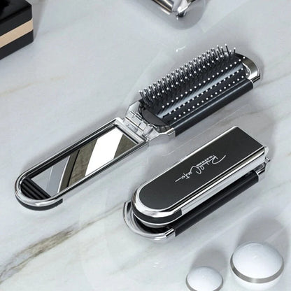 Compact Hairbrush with Built-in Mirror