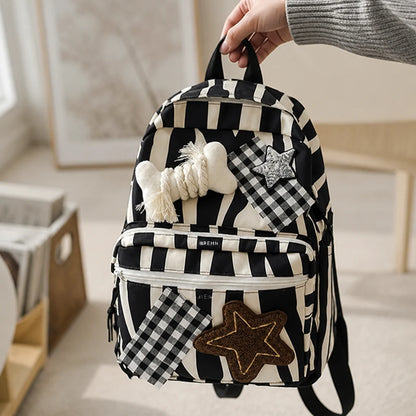 Star & Bone Appliqué Backpack with Multiple Pockets