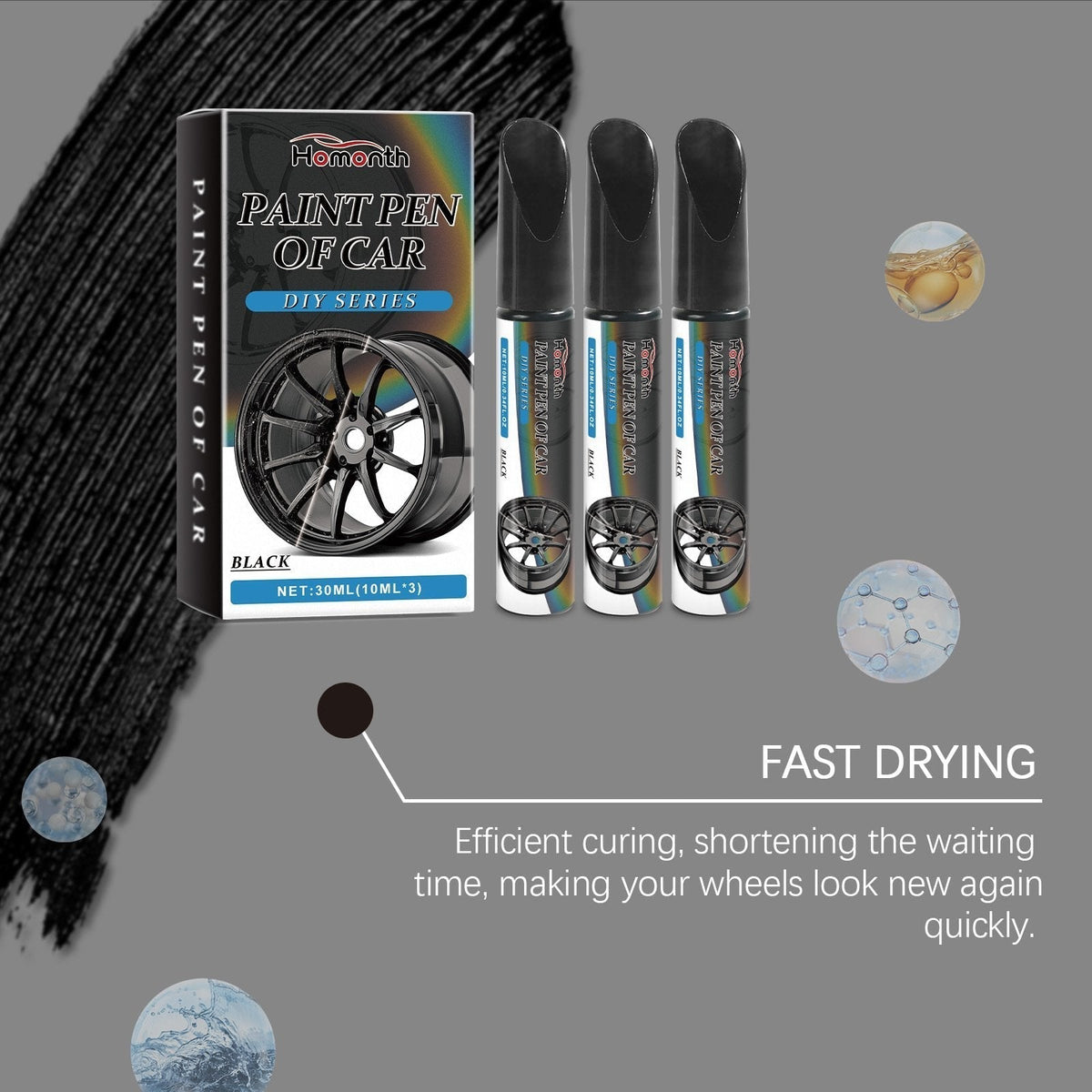 Rim Repair Paint Pen Set Black 30 ml