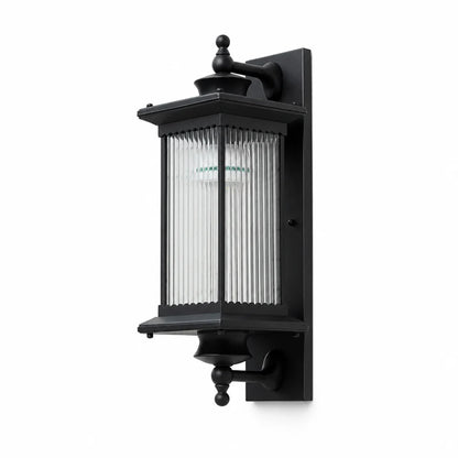 Weatherproof Metal Ribbed Glass Outdoor Wall Light (Hardwired)