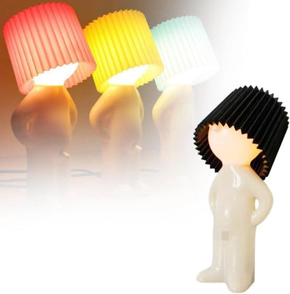 LED Table Lamp with Ribbed Lampshade 29 cm