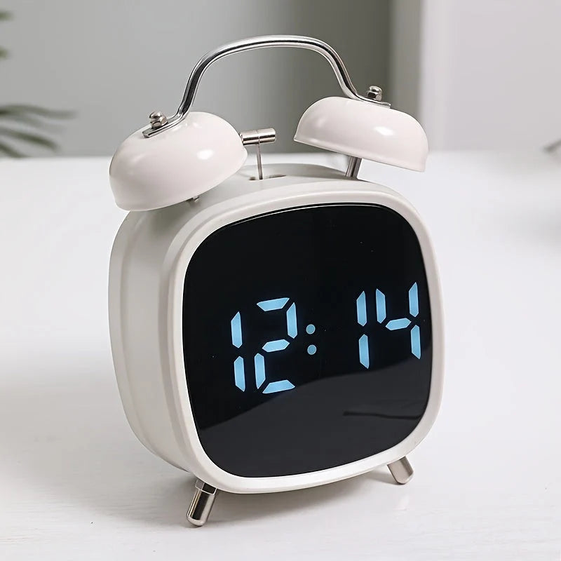 Digital alarm clock with classic twin bell