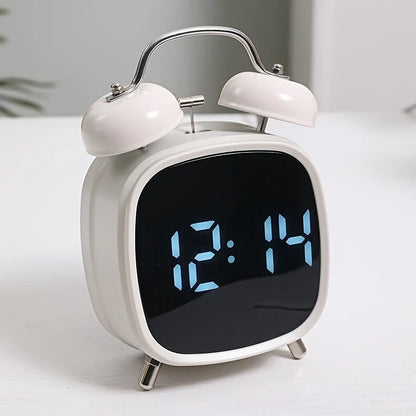 Digital alarm clock with classic twin bell
