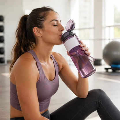 Leak-proof Sports Water Bottle with Screw Cap and Integrated Straw