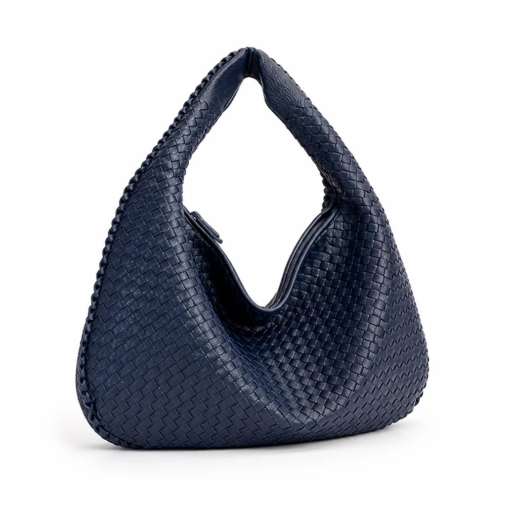 Braided Vegan Leather Laptop Shoulder Bag