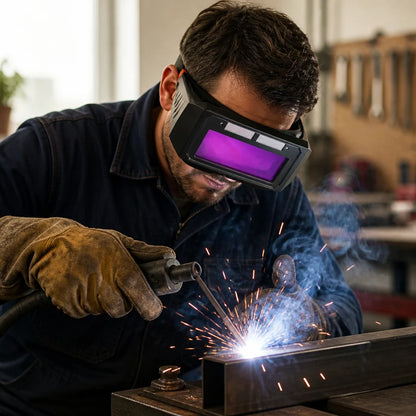Automatically darkening, solar-powered, adjustable welding goggles
