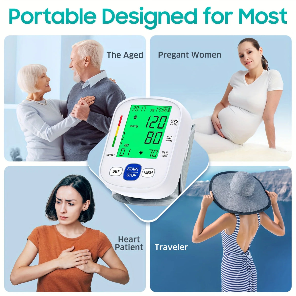 Wrist Blood Pressure Monitor with Backlit Display