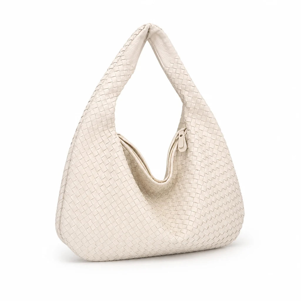 Braided Vegan Leather Laptop Shoulder Bag