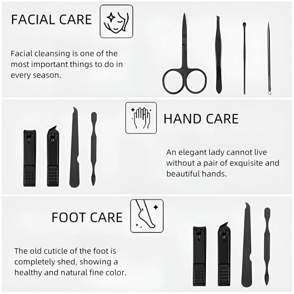 10-piece manicure set with travel case