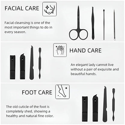 10-piece manicure set with travel case