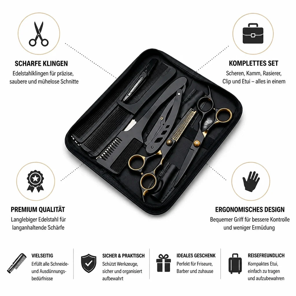 Stainless Steel Thinning and Cutting Scissors Set (with Comb & Case)