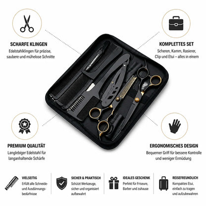 Stainless Steel Thinning and Cutting Scissors Set (with Comb & Case)