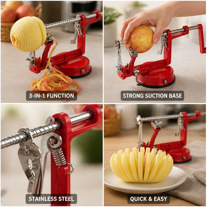 Stainless Steel 3-in-1 Apple Peeler (with Suction Base)