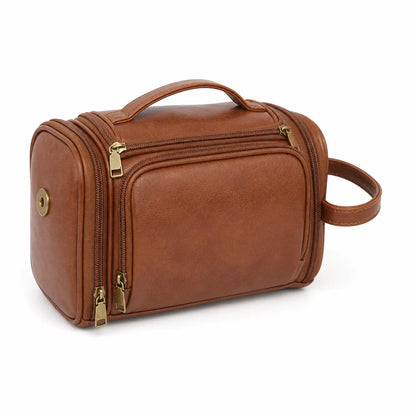 Water-Resistant PU Leather Toiletry Bag with Large Capacity (Wet & Dry Compartments)