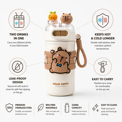 Insulated Stainless Steel Water Bottle for Kids with Two Compartments (520 ml)
