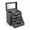 Six-tier jewelry organizer with velvet lining (Built-in mirror & lock)