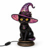 Table lamp with stained glass look, gothic witch cat