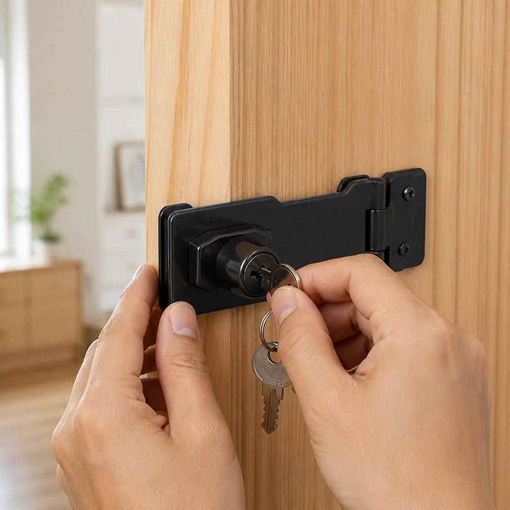 Drill-Free Door Lock with Key (Covered Screws)