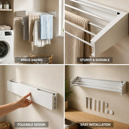 Space-saving, foldable wall dryer (with mounting kit)