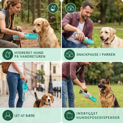 TrailBuddy™ – 3-in-1 Dog Water Bottle with Food Container